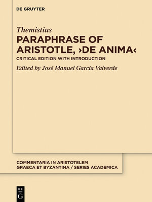 cover image of Paraphrase of Aristotle, ›De anima